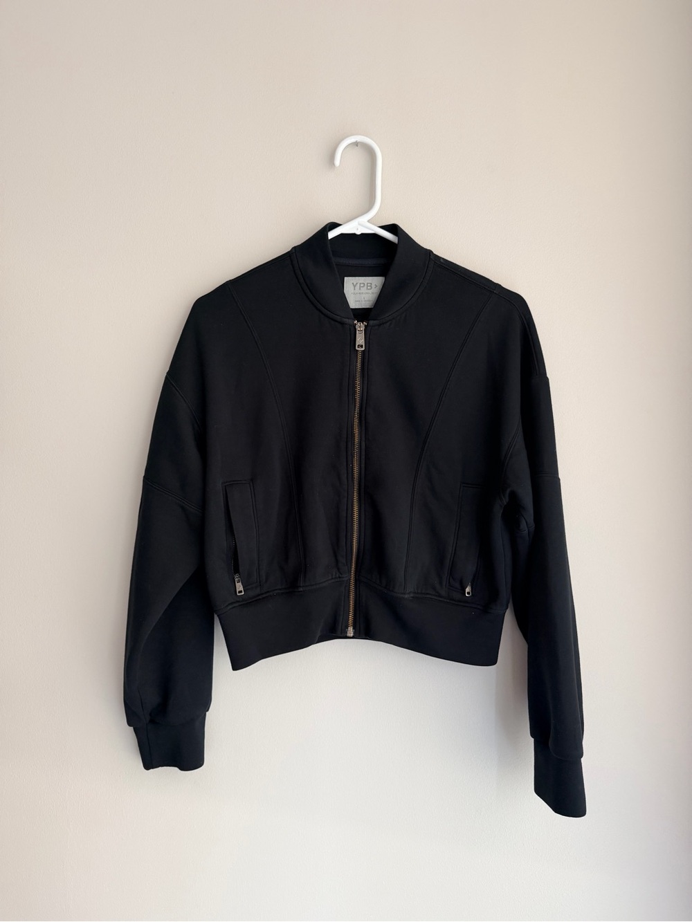 Abercrombie YPB Women's Athletic Black Zip-Front Bomber Jacket